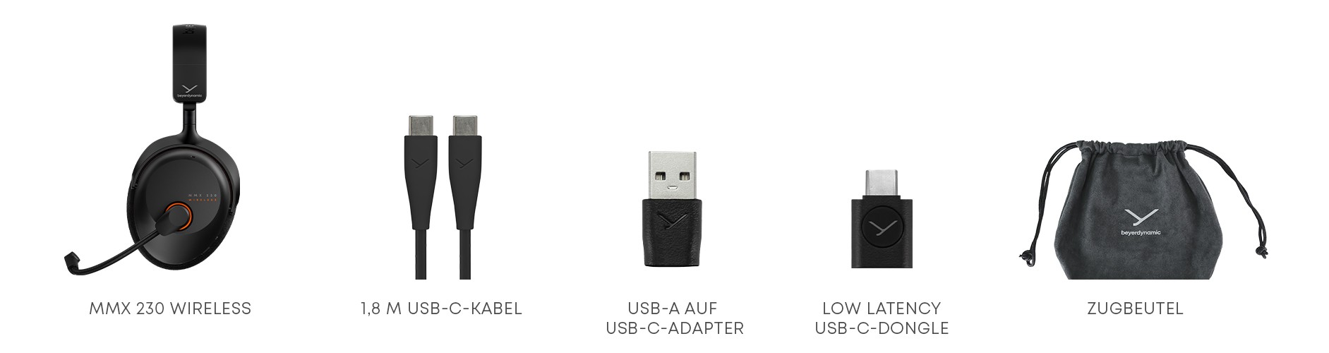 Lieferumfang MMX 230 wireless - beyerdynamic Lieferumfang MMX 230 wireless - beyerdynamic